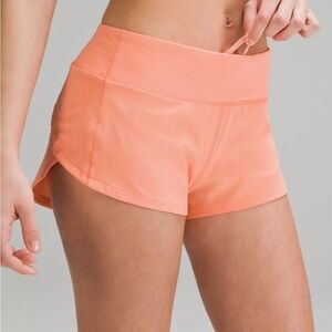 LULULEMON Speed Up Low-Rise Lined Sunny Coral Short 2.5". Size 4 Regular.